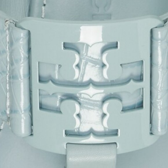 TORY BURCH * $248 * Georgia Northern Blue Soft Croc Embossed Logo Sandal - Picture 6 of 8